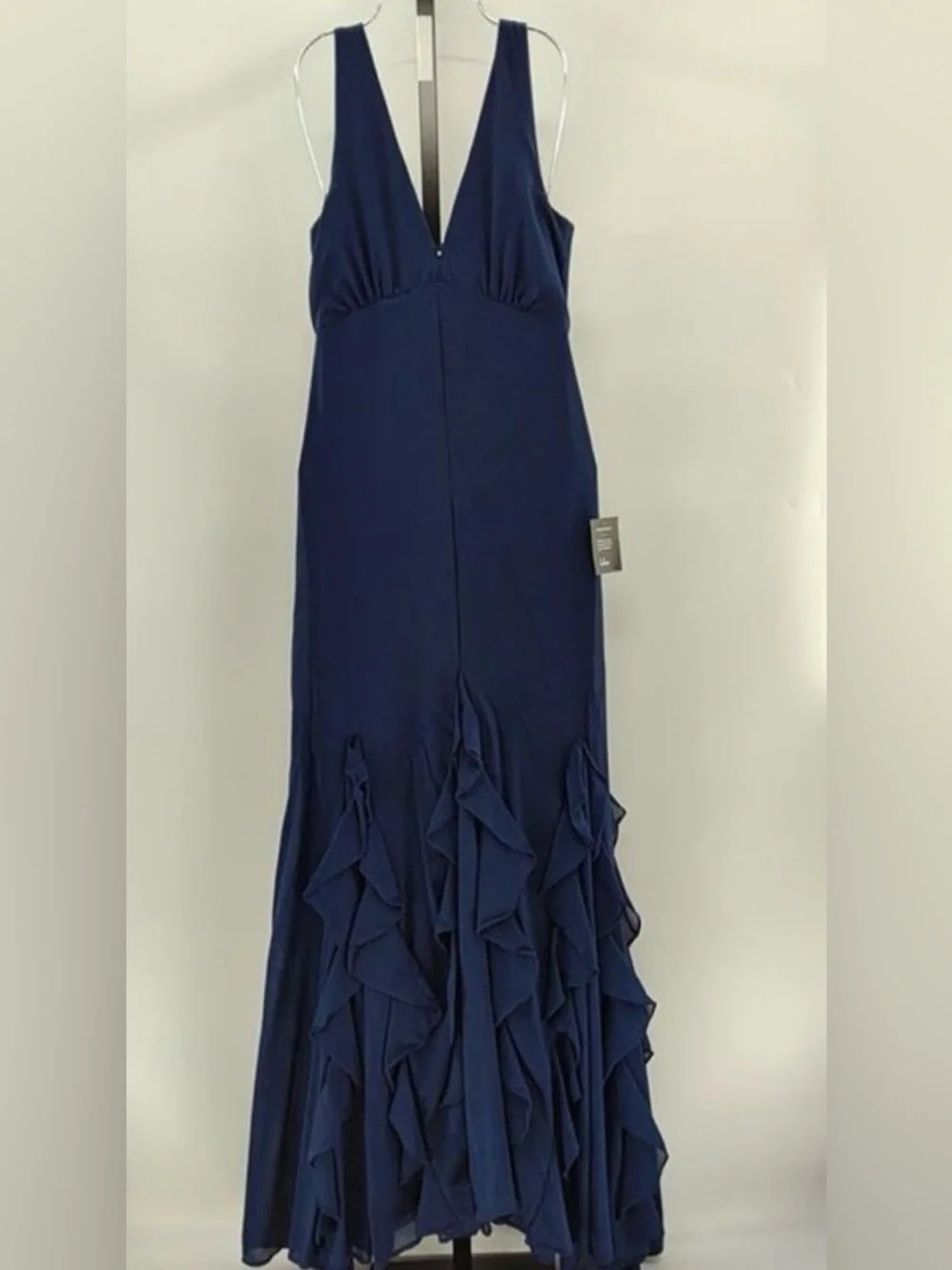 Lulus Alorna Dark Navy Sleeveless Ruffled Maxi Dress M NWT - Picture 4 of 6